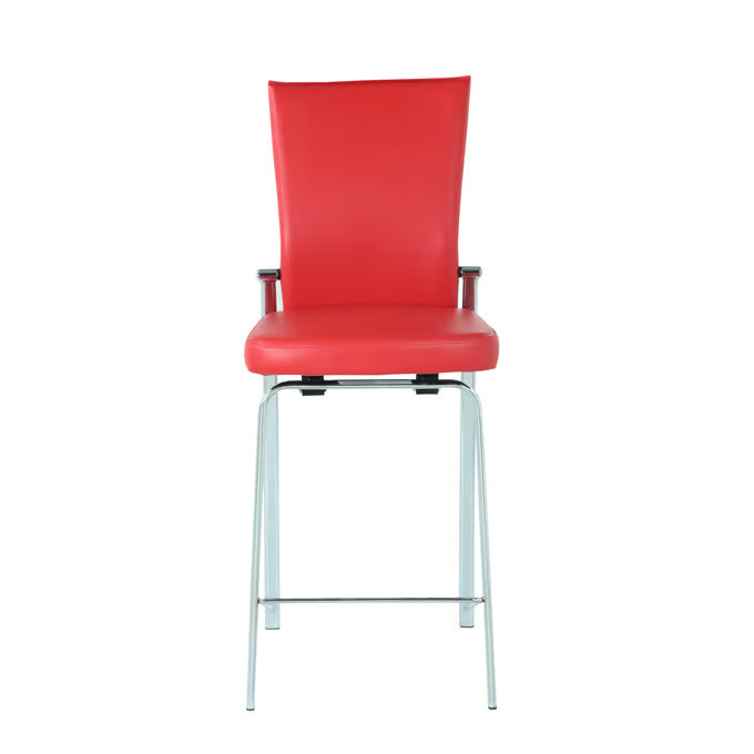 Contemporary Motion Back Counter Stool w/ Chrome Frame | Modern Motion - MOLLY-CS-RED-CHM
