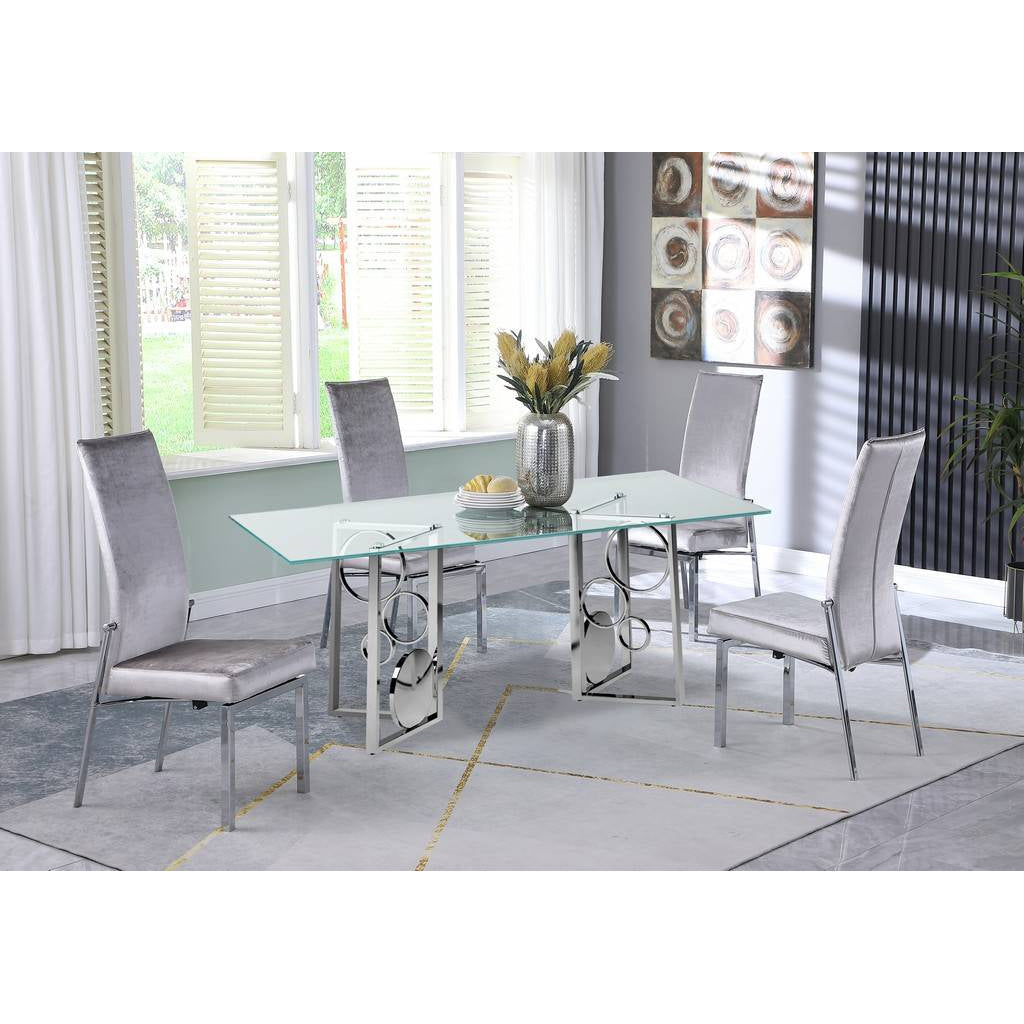 Contemporary Motion Back Side Chair w/ Chrome Frame - 2 per box | Modern Motion - ANABEL-SC-GRY-FAB