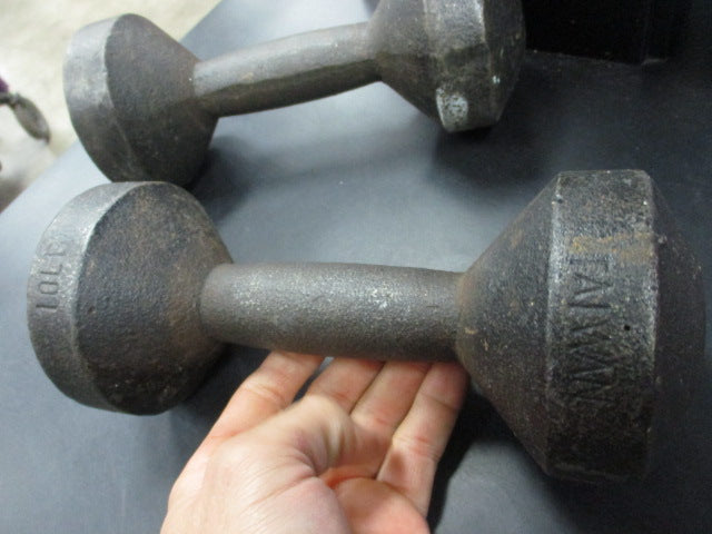 Used Vintage 10 LB Dumbbell Pair