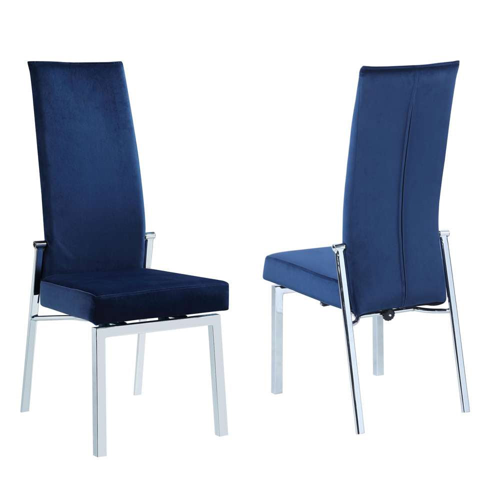 Contemporary Motion Back Side Chair w/ Chrome Frame - 2 per box | Modern Motion - ANABEL-SC-BLU-FAB