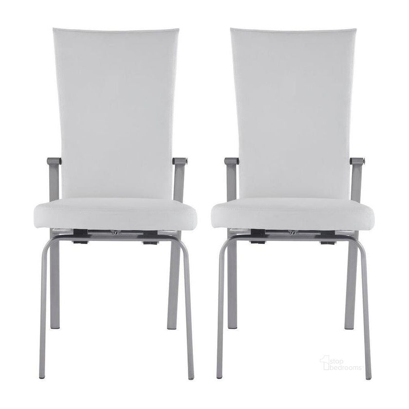 Contemporary Motion-Back Side Chair w/ Brushed Steel Frame - 2 per box | Modern Motion - MOLLY-SC-WHT-BSH