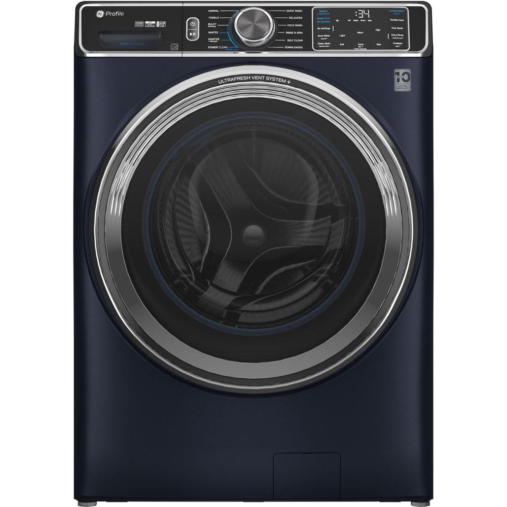 GE Profile 5.3 CuFt Front Load Washer in Sapphire Blue