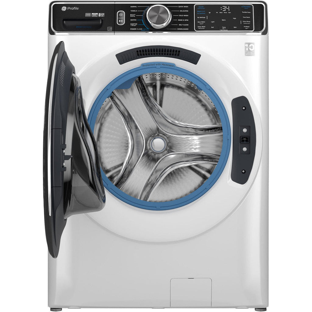 GE Profile - 5.3 Cu. Ft. Stackable Smart Front Load Washer with Steam and UltraFresh Vent System+ With OdorBlock - White