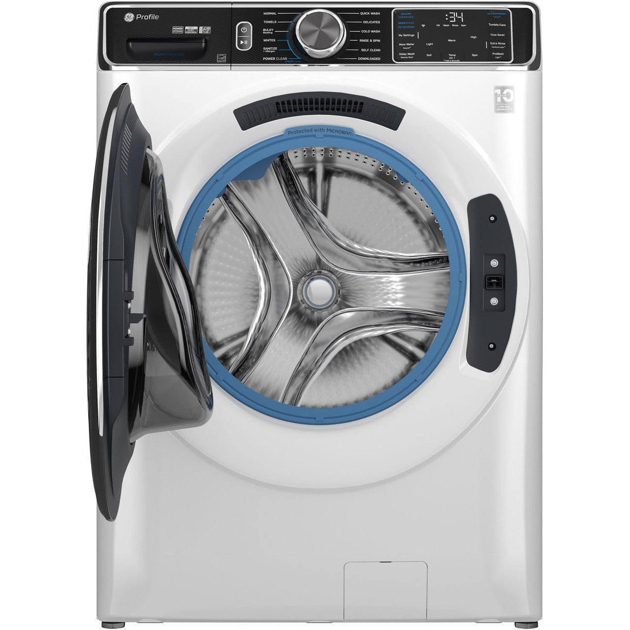 GE Profile - 5.3 Cu. Ft. Stackable Smart Front Load Washer with Steam and UltraFresh Vent System+ With OdorBlock - White