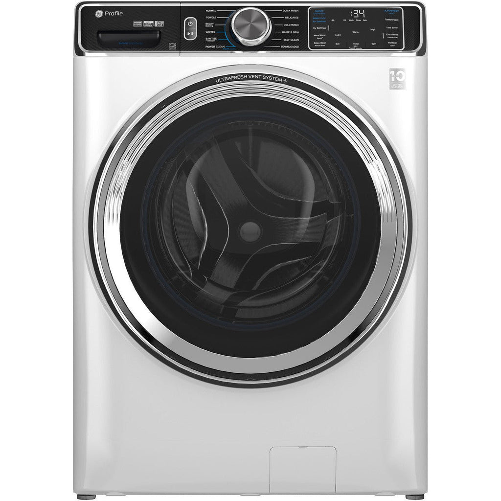 GE Profile - 5.3 Cu. Ft. Stackable Smart Front Load Washer with Steam and UltraFresh Vent System+ With OdorBlock - White