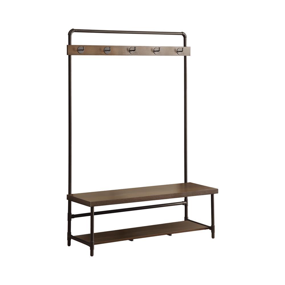 Hall Tree With 5 Coat Hooks - Brown