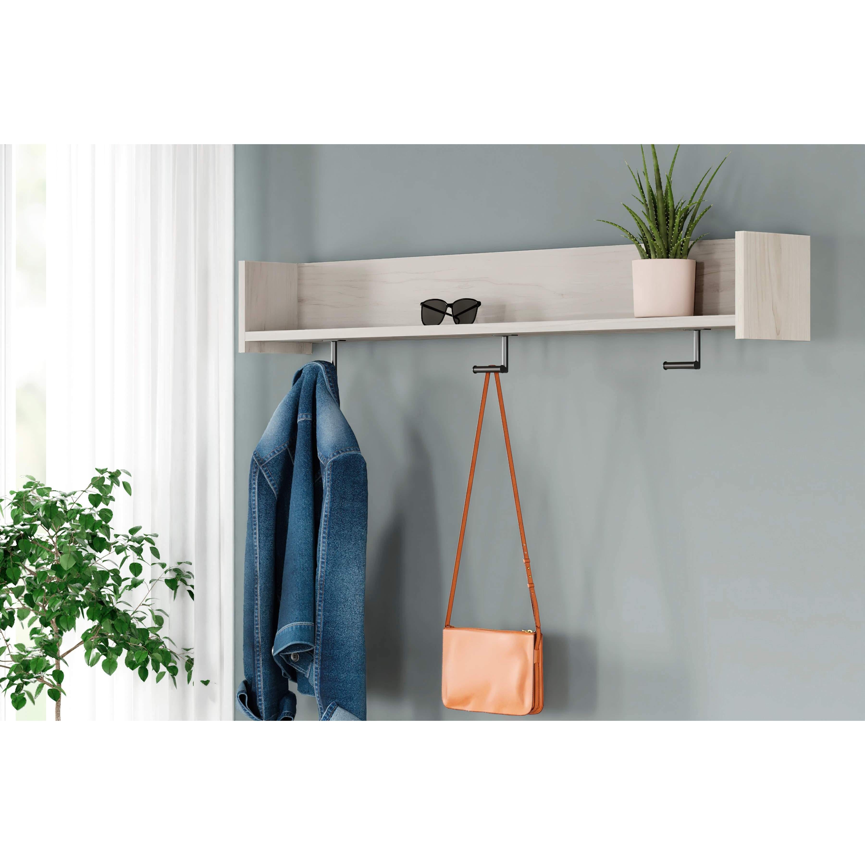 Socalle - Light Natural - Wall Mounted Coat Rack W/shelf