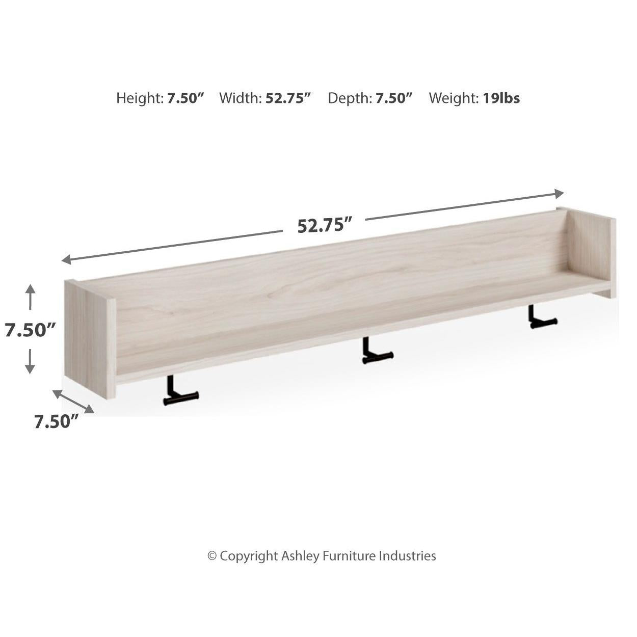 Socalle - Light Natural - Wall Mounted Coat Rack W/shelf