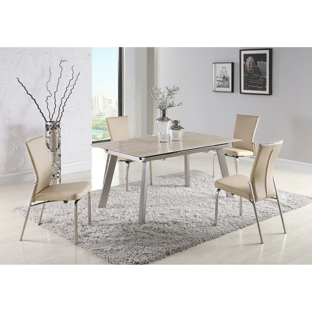Contemporary Motion-Back Side Chair w/ Brushed Steel Frame - 2 per box | Modern Motion - MOLLY-SC-BGE
