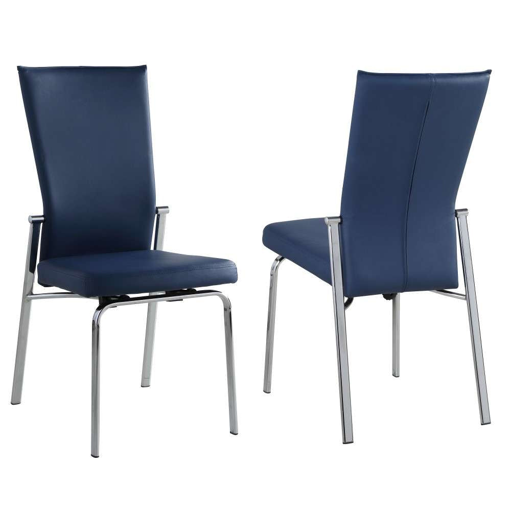 Contemporary Motion-Back Side Chair w/ Chrome Frame - 2 per box | Modern Motion - MOLLY-SC-BLU