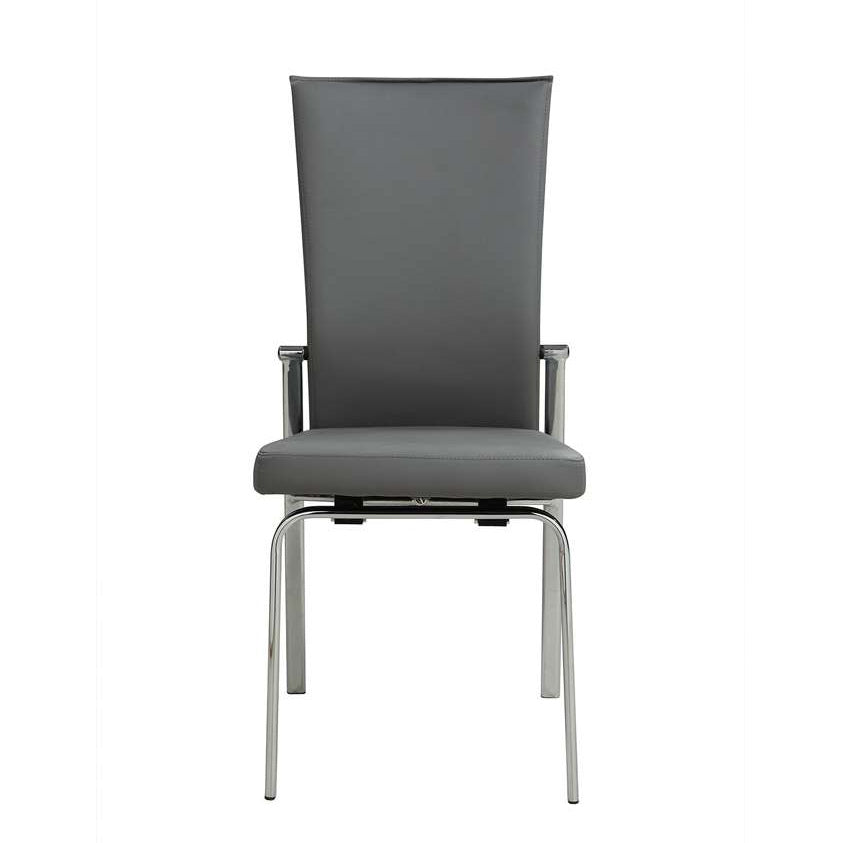 Contemporary Motion-Back Side Chair w/ Brushed Steel Frame - 2 per box | Modern Motion - MOLLY-SC-GRY-BSH