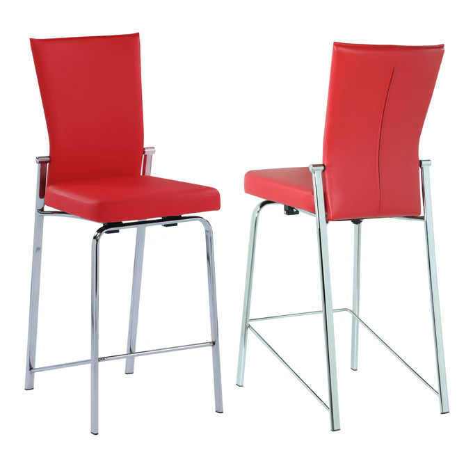Contemporary Motion Back Counter Stool w/ Chrome Frame | Modern Motion - MOLLY-CS-RED-CHM