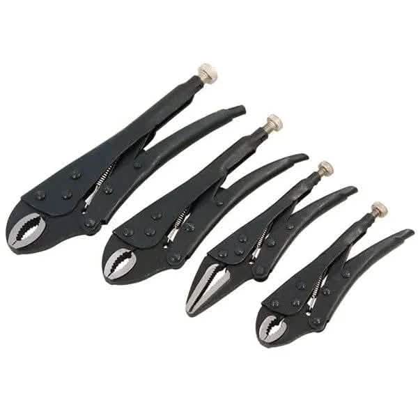 4 Piece Adjustable Locking Mole Grip Pliers Set with Storage Tray