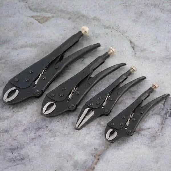 4 Piece Adjustable Locking Mole Grip Pliers Set with Storage Tray
