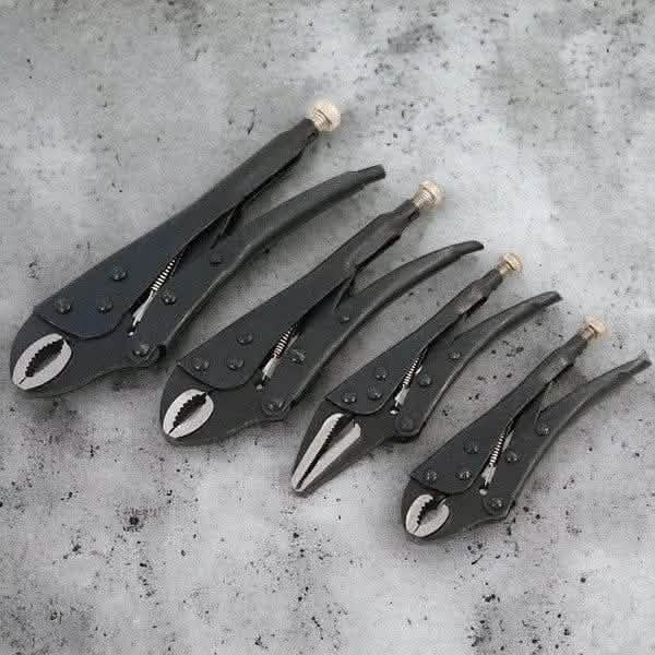 4 Piece Adjustable Locking Mole Grip Pliers Set with Storage Tray
